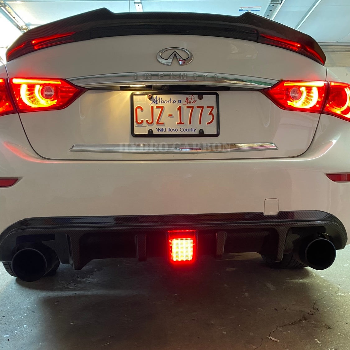 INFINITI Q50 CARBON FIBER REAR DIFFUSER WITH LED 3RD BRAKE LIGHT